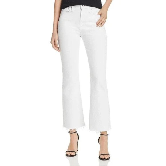 Rag & Bone Nina High-Rise Ankle Flare Raw Hem in White Size 26 - Picture 1 of 6